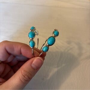 Ippolita Rock Candy Sterling Silver Hoop Earrings with Turquoise Gemstones